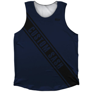 Custom Sash Left To Right Athletic Tank Top - Blue Navy And Black Custom Sash Left To Right Athletic Tank Top - Blue Navy And Black