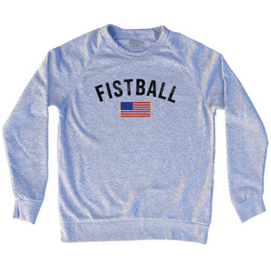 United States of America Fistball Country Flag Adult Tri-Blend Sweatshirt - Grey Heather United States of America Fistball Country Flag Adult Tri-Blend Sweatshirt - Grey Heather