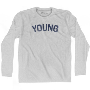 Young Adult Cotton Long Sleeve T-Shirt - Grey Heather