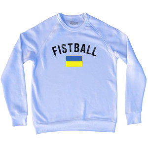 Ukraine Fistball Country Flag Adult Tri-Blend Sweatshirt - White Ukraine Fistball Country Flag Adult Tri-Blend Sweatshirt - White