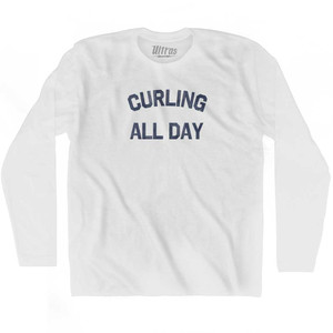 Curling All Day Adult Cotton Long Sleeve T-shirt - White