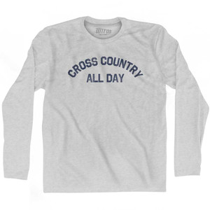 Cross Country All Day Adult Cotton Long Sleeve T-shirt - Grey Heather Cross Country All Day Adult Cotton Long Sleeve T-shirt - Grey Heather