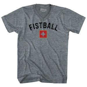 Switzerland Fistball Country Flag Adult Tri-Blend V-neck T-shirt - Athletic Grey Switzerland Fistball Country Flag Adult Tri-Blend V-neck T-shirt - Athletic Grey