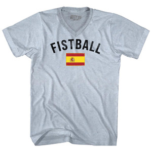 Spain Fistball Country Flag Adult Tri-Blend V-neck T-shirt - Athletic White Spain Fistball Country Flag Adult Tri-Blend V-neck T-shirt - Athletic White