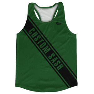 Custom Sash Left To Right Running Tank Tops Made In USA - Green Hunter And Black Custom Sash Left To Right Running Tank Tops Made In USA - Green Hunter And Black