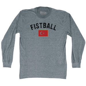 Turkey Fistball Country Flag Adult Tri-Blend Long Sleeve T-shirt - Athletic Grey Turkey Fistball Country Flag Adult Tri-Blend Long Sleeve T-shirt - Athletic Grey