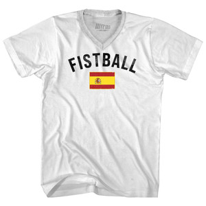 Spain Fistball Country Flag Adult Tri-Blend V-neck T-shirt - White Spain Fistball Country Flag Adult Tri-Blend V-neck T-shirt - White