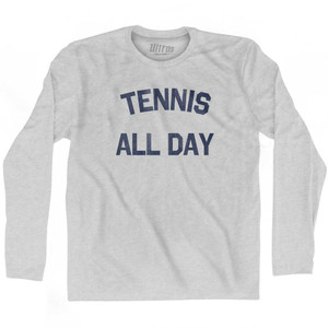 Tennis All Day Adult Cotton Long Sleeve T-shirt - Grey Heather