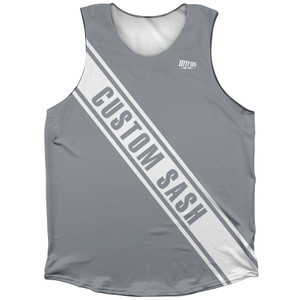 Custom Sash Left To Right Athletic Tank Top - Grey Dark And White Custom Sash Left To Right Athletic Tank Top - Grey Dark And White