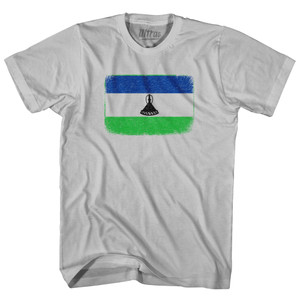 Lesotho Country Flag Adult Cotton T-shirt - Cool Grey