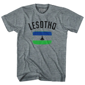 Lesotho Country Flag Heritage Adult Tri-Blend T-shirt - Athletic Grey Lesotho Country Flag Heritage Adult Tri-Blend T-shirt - Athletic Grey