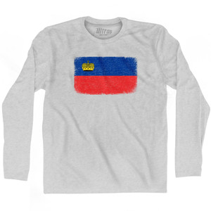 Liechtenstein Country Flag Adult Cotton Long Sleeve T-shirt - Grey Heather Liechtenstein Country Flag Adult Cotton Long Sleeve T-shirt - Grey Heather