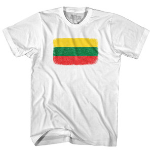 Lithuania Country Flag Adult Cotton T-shirt - White
