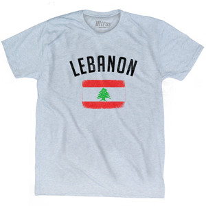 Lebanon Country Flag Heritage Adult Tri-Blend T-shirt - Athletic White Lebanon Country Flag Heritage Adult Tri-Blend T-shirt - Athletic White