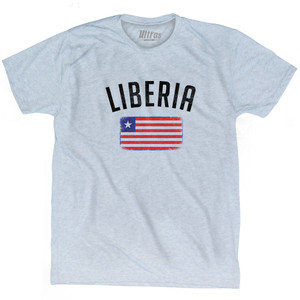 Liberia Country Flag Heritage Adult Tri-Blend T-shirt - Athletic White