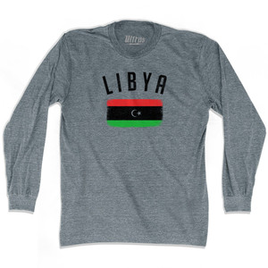 Libya Country Flag Heritage Adult Tri-Blend Long Sleeve T-shirt - Athletic Grey Libya Country Flag Heritage Adult Tri-Blend Long Sleeve T-shirt - Athletic Grey
