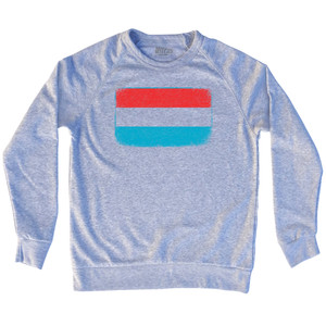 Luxembourg Country Flag Adult Tri-Blend Sweatshirt - Heather Grey Luxembourg Country Flag Adult Tri-Blend Sweatshirt - Heather Grey