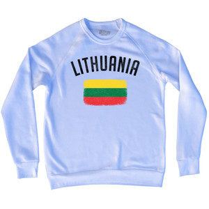 Lithuania Country Flag Heritage Adult Tri-Blend Sweatshirt - White Lithuania Country Flag Heritage Adult Tri-Blend Sweatshirt - White