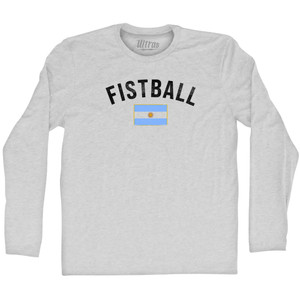 Argentina Fistball Country Flag Adult Cotton Long Sleeve T-shirt - Grey Heather Argentina Fistball Country Flag Adult Cotton Long Sleeve T-shirt - Grey Heather