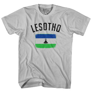 Lesotho Country Flag Heritage Adult Cotton T-shirt - Cool Grey