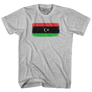 Libya Country Flag Adult Cotton T-shirt - Grey Heather