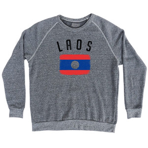 Laos Country Flag Heritage Adult Tri-Blend Sweatshirt - Athletic Grey Laos Country Flag Heritage Adult Tri-Blend Sweatshirt - Athletic Grey