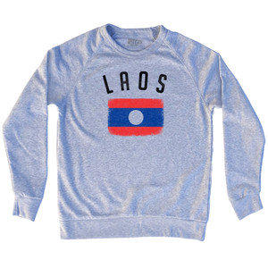 Laos Country Flag Heritage Adult Tri-Blend Sweatshirt - Heather Grey Laos Country Flag Heritage Adult Tri-Blend Sweatshirt - Heather Grey