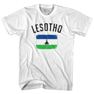 Lesotho Country Flag Heritage Womens Cotton Junior Cut T-Shirt - White Lesotho Country Flag Heritage Womens Cotton Junior Cut T-Shirt - White