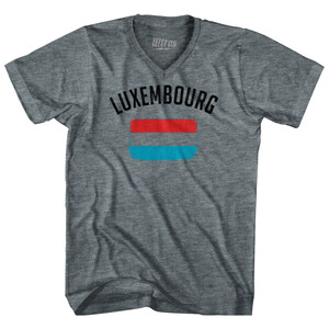 Luxembourg Country Flag Heritage Tri-Blend V-neck Womens Junior Cut T-shirt - Athletic Grey Luxembourg Country Flag Heritage Tri-Blend V-neck Womens Junior Cut T-shirt - Athletic Grey