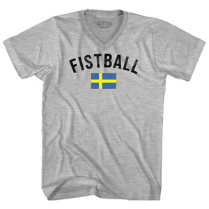 Sweden Fistball Country Flag Adult Cotton V-neck T-shirt - Grey Heather Sweden Fistball Country Flag Adult Cotton V-neck T-shirt - Grey Heather
