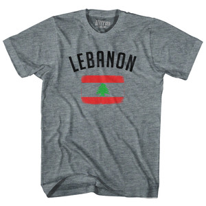 Lebanon Country Flag Heritage Adult Tri-Blend T-shirt - Athletic Grey Lebanon Country Flag Heritage Adult Tri-Blend T-shirt - Athletic Grey