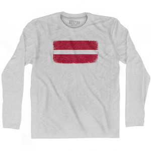 Latvia Country Flag Adult Cotton Long Sleeve T-shirt - Grey Heather Latvia Country Flag Adult Cotton Long Sleeve T-shirt - Grey Heather