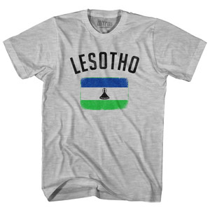 Lesotho Country Flag Heritage Adult Cotton T-shirt - Grey Heather Lesotho Country Flag Heritage Adult Cotton T-shirt - Grey Heather