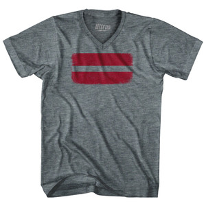 Latvia Country Flag Adult Tri-Blend V-neck T-shirt - Athletic Grey Latvia Country Flag Adult Tri-Blend V-neck T-shirt - Athletic Grey