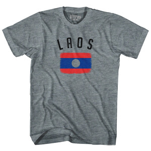 Laos Country Flag Heritage Womens Tri-Blend Junior Cut T-Shirt - Athletic Grey