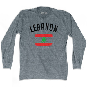 Lebanon Country Flag Heritage Adult Tri-Blend Long Sleeve T-shirt - Athletic Grey Lebanon Country Flag Heritage Adult Tri-Blend Long Sleeve T-shirt - Athletic Grey