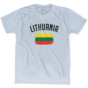 Lithuania Country Flag Heritage Adult Tri-Blend T-shirt - Athletic White Lithuania Country Flag Heritage Adult Tri-Blend T-shirt - Athletic White