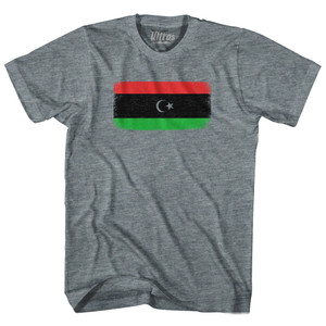 Libya Country Flag Adult Tri-Blend T-shirt - Athletic Grey
