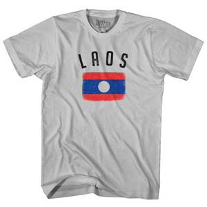 Laos Country Flag Heritage Adult Cotton T-shirt - Cool Grey Laos Country Flag Heritage Adult Cotton T-shirt - Cool Grey