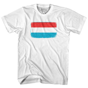 Luxembourg Country Flag Adult Cotton T-shirt - White Luxembourg Country Flag Adult Cotton T-shirt - White