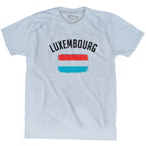 Luxembourg Country Flag Heritage Adult Tri-Blend T-shirt - Athletic White Luxembourg Country Flag Heritage Adult Tri-Blend T-shirt - Athletic White