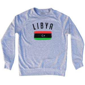 Libya Country Flag Heritage Adult Tri-Blend Sweatshirt - Heather Grey Libya Country Flag Heritage Adult Tri-Blend Sweatshirt - Heather Grey