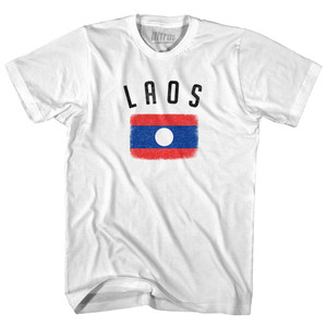 Laos Country Flag Heritage Womens Cotton Junior Cut T-Shirt - White Laos Country Flag Heritage Womens Cotton Junior Cut T-Shirt - White