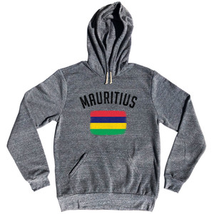 Mauritius Country Flag Heritage Tri-Blend Hoodie - Athletic Grey