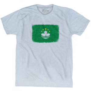 Macau Country Flag Adult Tri-Blend T-shirt - Athletic White