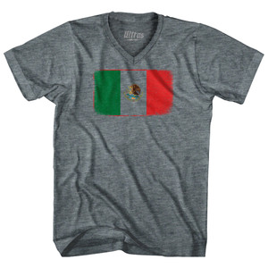 Mexico Country Flag Adult Tri-Blend V-neck T-shirt - Athletic Grey Mexico Country Flag Adult Tri-Blend V-neck T-shirt - Athletic Grey