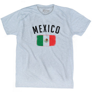 Mexico Country Flag Heritage Adult Tri-Blend T-shirt - Athletic White Mexico Country Flag Heritage Adult Tri-Blend T-shirt - Athletic White