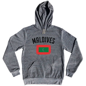 Maldives Country Flag Heritage Tri-Blend Hoodie - Athletic Grey