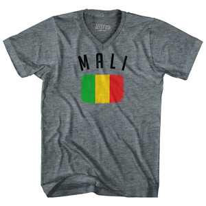 Mali Country Flag Heritage Tri-Blend V-neck Womens Junior Cut T-shirt - Athletic Grey Mali Country Flag Heritage Tri-Blend V-neck Womens Junior Cut T-shirt - Athletic Grey