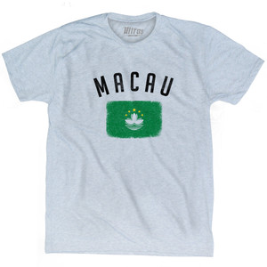 Macau Country Flag Heritage Adult Tri-Blend T-shirt - Athletic White Macau Country Flag Heritage Adult Tri-Blend T-shirt - Athletic White